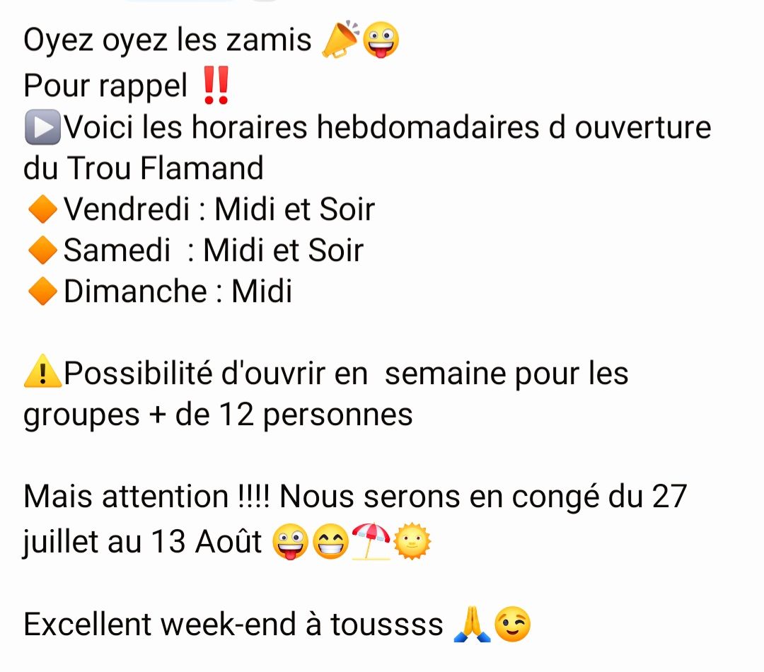 Horaires d ouverture 